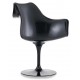 Replica della sedia con braccioli Tulip Arms totalmente nera con cuscino