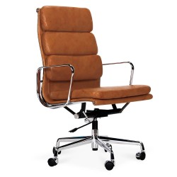 Replica della sedia da ufficio con imbottitura morbida EA219 in pelle vintage invecchiata